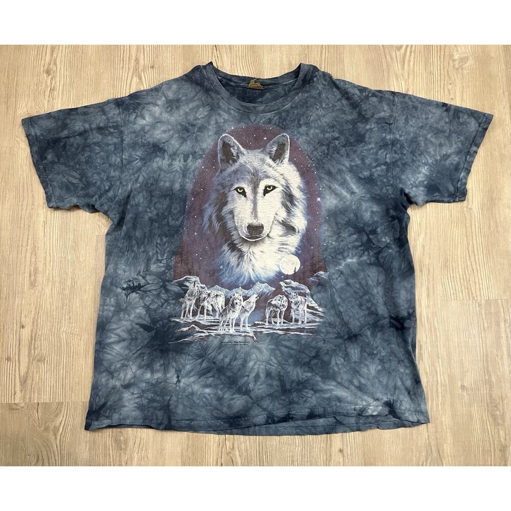 Vintage Wolf Print Tye Dyed Short Sleeve T-Shirt By The Mountain